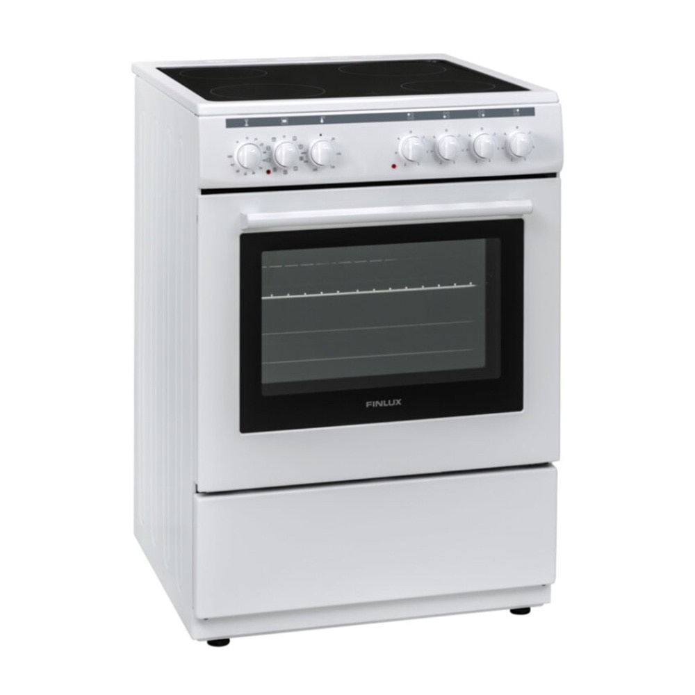 Aragaz Finlux FLCM 6000A, Electric, 6 trepte putere, Iluminat Halogen, Cronometru, Termostat, Usa cu geam dublu, 49 l, Clasa A, Alb