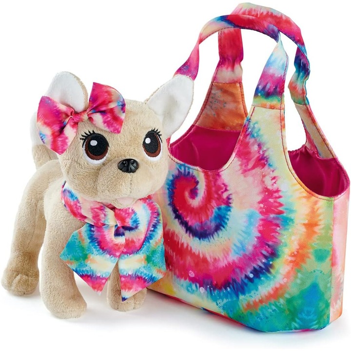 Pluszowy piesek Chihuahua cu torba, ChiChi Love, model batik multicolor, 5 ani+
