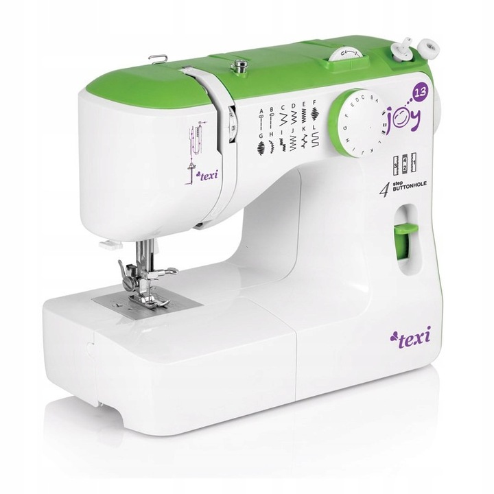 Masina de cusut Texi Joy 13, 13 programe de cusut, verde, set complet