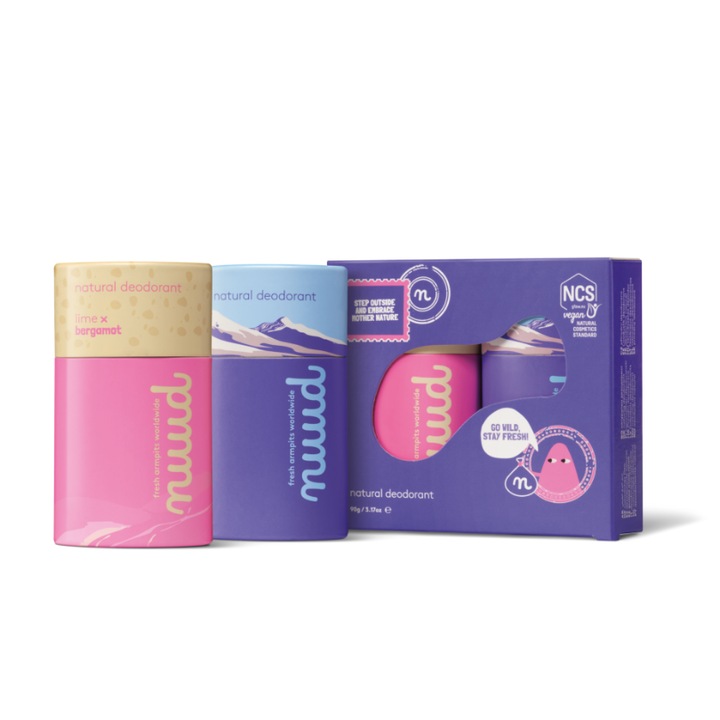 Set Adventure 2 deodorante naturale Nuud, stick, 45 grame x2