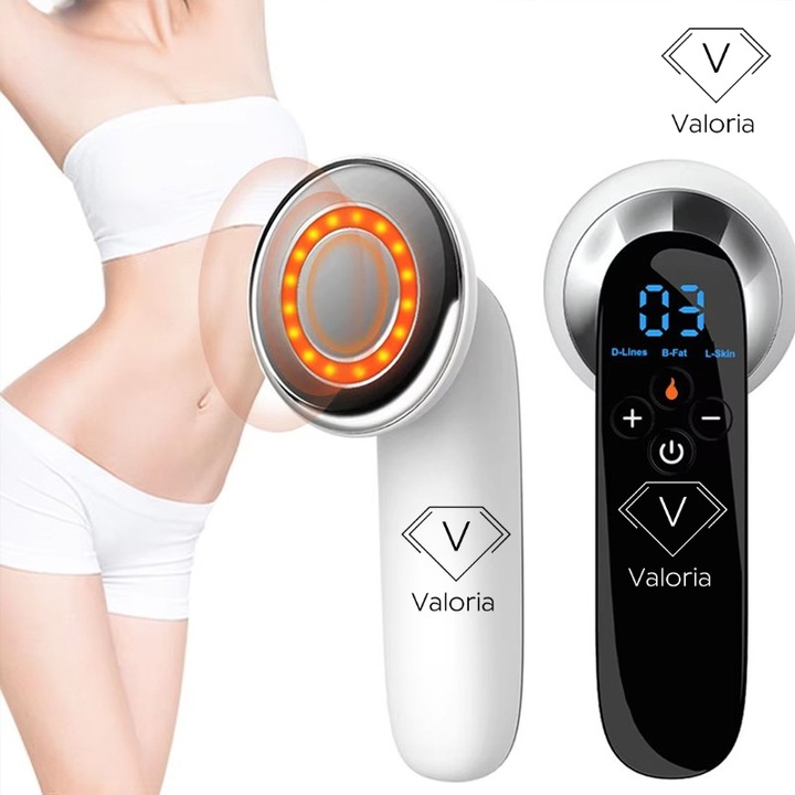Aparat de slabit si remodelare corporala cu masaj anticelulitic VALORIA profesional cu tehnologie EMS, RF, lumina rosie LED