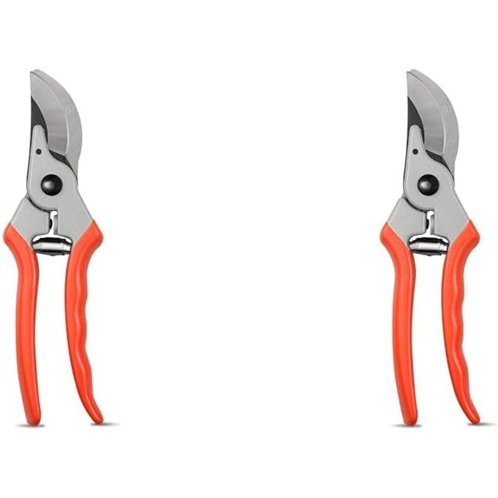 Foarfeci de gradinarit, set de 2, cu manere din cauciuc, lame din otel inoxidabil acoperite cu titan, taiere precisa, design ergonomic