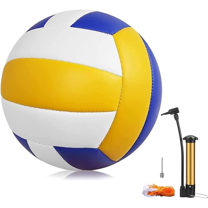 Röplabda szett, hivatalos méretű labda 5, PU bőr, beltéri/kültéri használatra, pumpával, 21cm