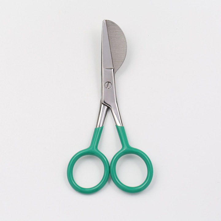 Foarfeca din otel inoxidabil pentru covoare, cu varf de rata, verde, 20x5cm
