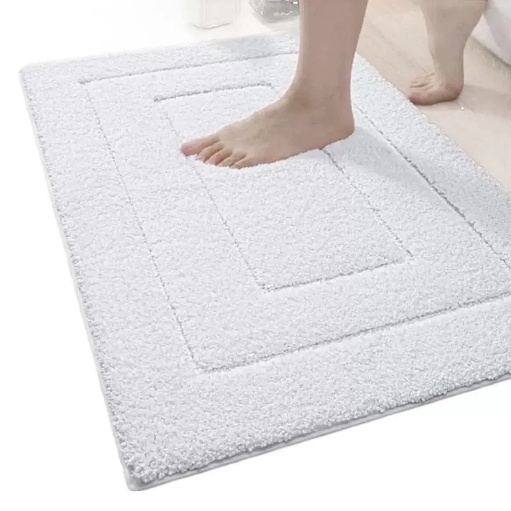 Covor faux cashmere modern, minimalist, antiderapant, calduros, off-white, 40x60cm