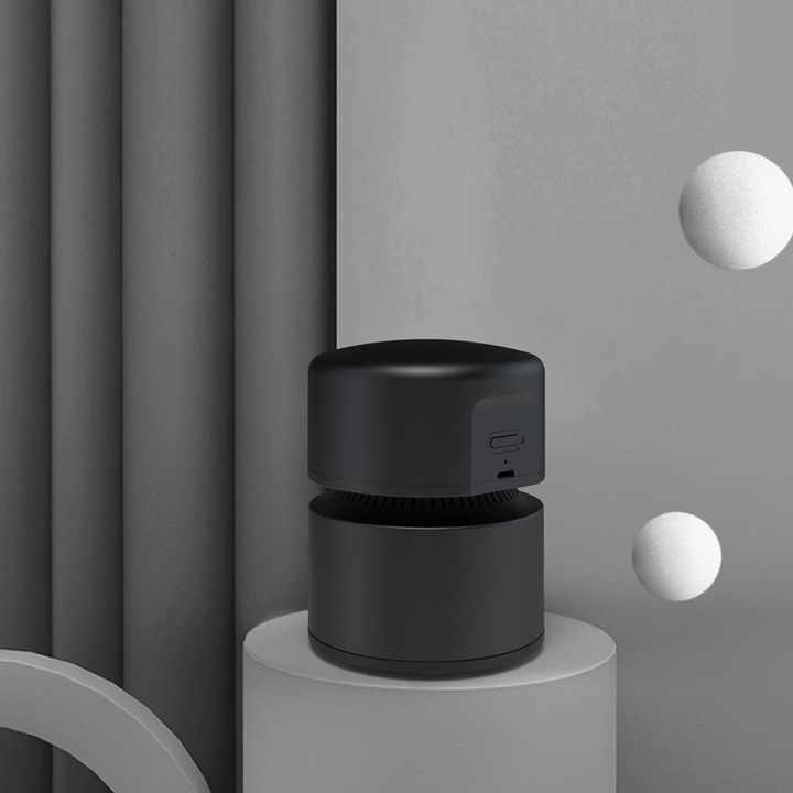 Aspirator de birou mini, negru, fara fir, rotativ 360°, autonomie 400 min