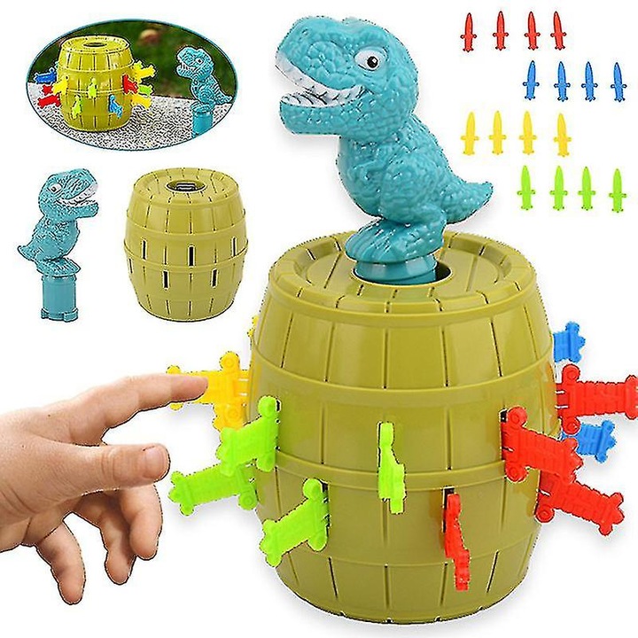 Tricky Dinosaur Bucket társasjáték, 2-4 játékos, 16 nyíl, zöld, 18x10x10cm