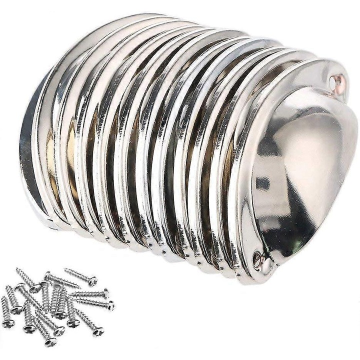 Set 12 manere retro, semiluna, din fier cromat, 81x32mm, pentru usi de dulap, sertare