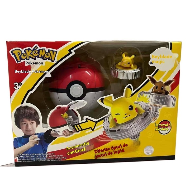 Interaktív gyerekjáték, Pokémon sorozat, Pikachu Magic Beyblade, alumínium, 3 év