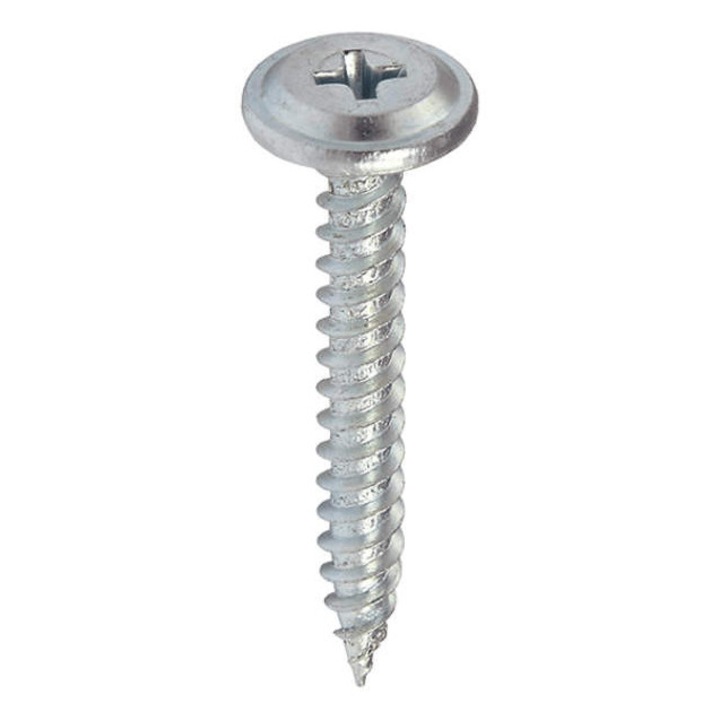 Surub autofiletant tabla/universal cap plat cu saiba PH2 4.2x32mm otel zincat alb, 1000 buc