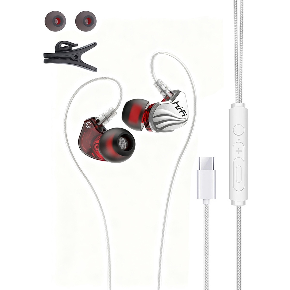 Casti cu fir, In-Ear, Type-C, control apeluri/volum, 1.2m, calitate sunet Hi-Fi, Argintiu