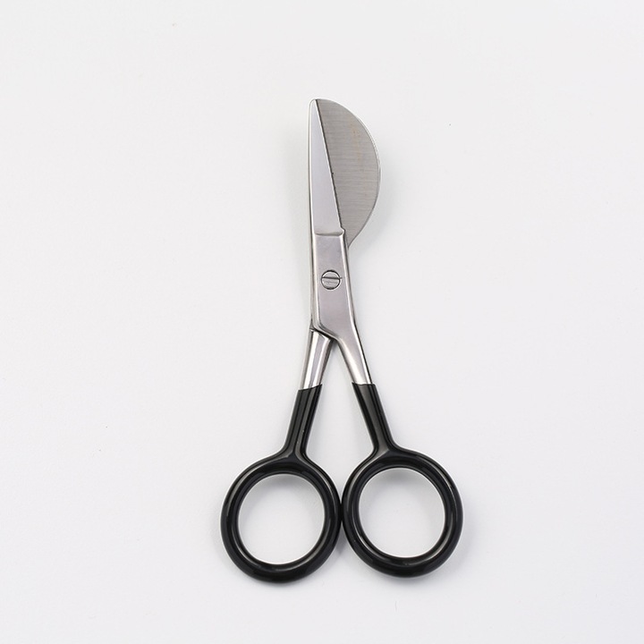 Foarfeca din otel inoxidabil pentru covoare, cu varf de rata, neagra, 20cm