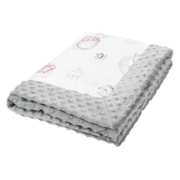 Paturica Bonjour Cherie, 65x75 cm, 100% pamut, minky, antiallergén, babáknak