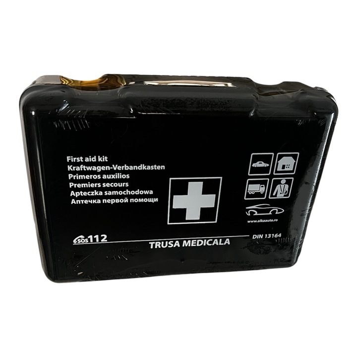 Trusă medicală auto de prim ajutor PK MOT, conform standardului European DIN13164, valabilitate 5 ani, dimensiuni 25x17x8cm, greutate 500g