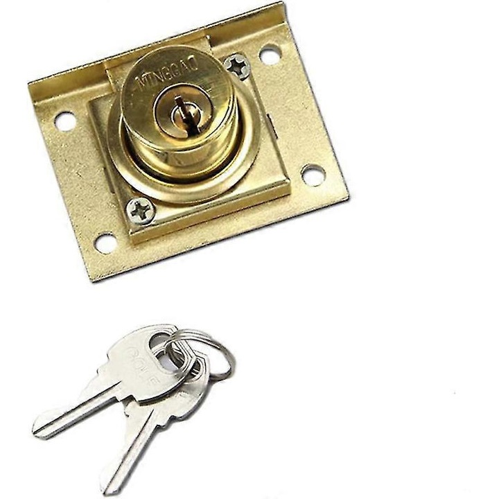 Broasca mobilier, din alama, cu 2 chei, 53x40mm, 22mm