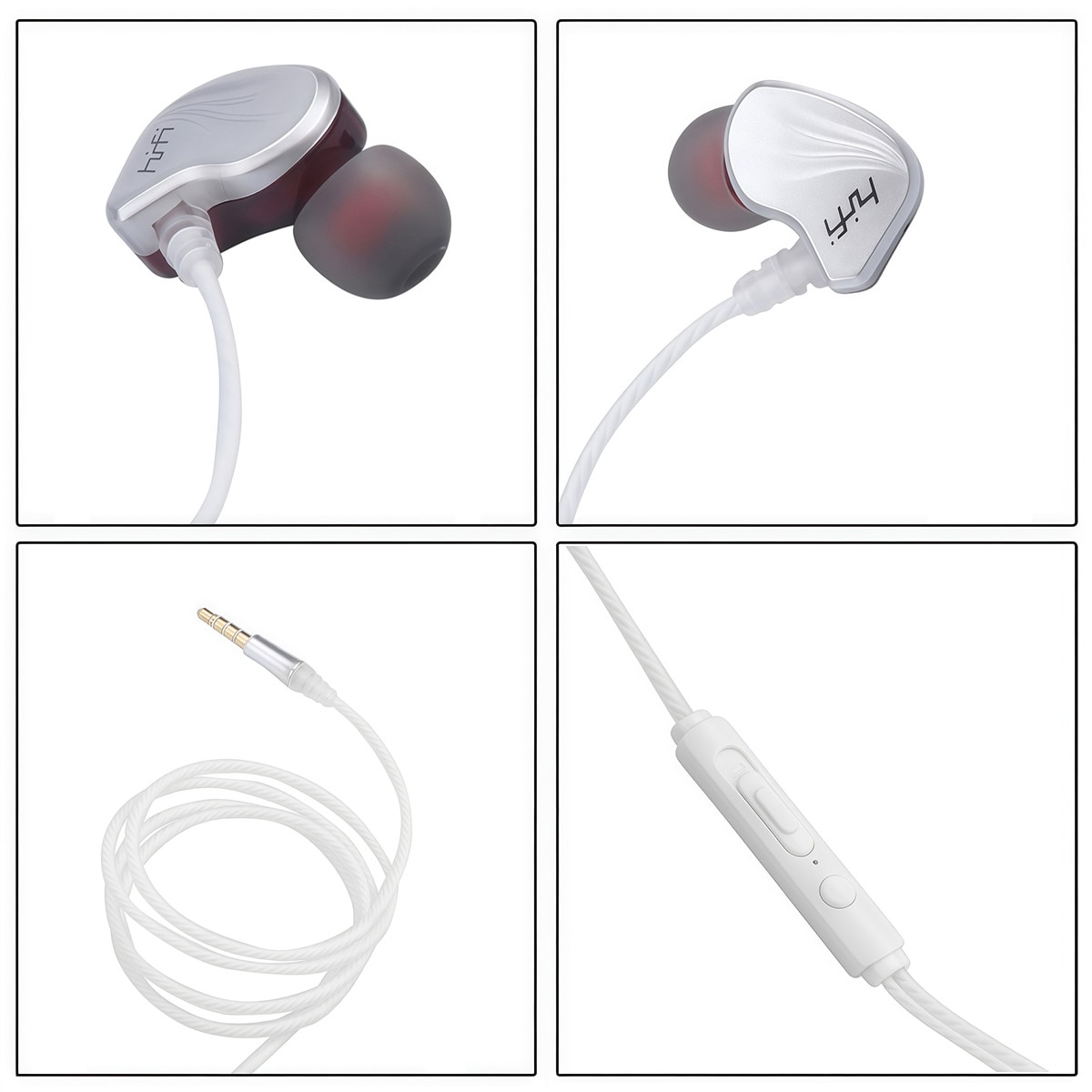 Casti cu fir, In-Ear, control apel/volum, 3.5mm Jack, 1.2m, calitate sunet Hi-Fi, Argintii