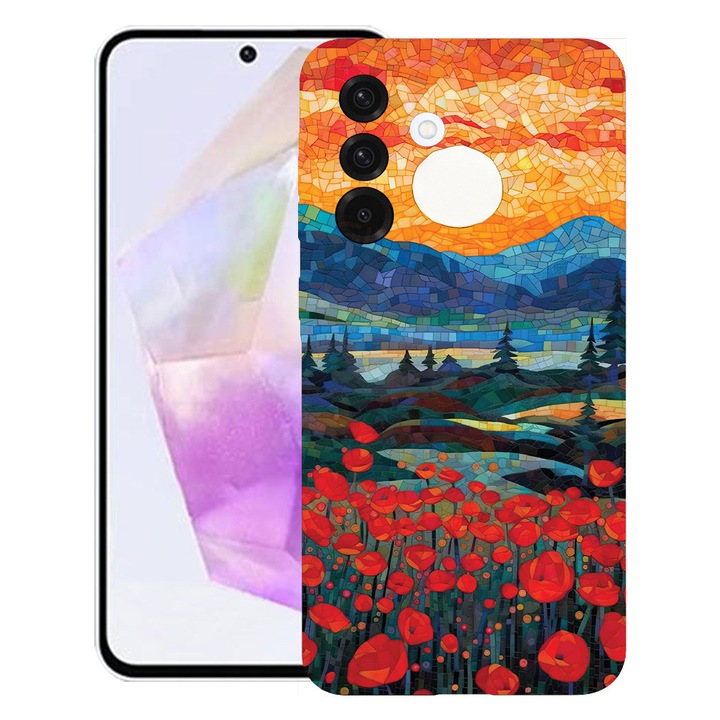 BestCase® Husa pentru Samsung Galaxy S25 FE cu Design Poppies in Sunset, TPU Mat Ultra Slim, 2052001 B 1274
