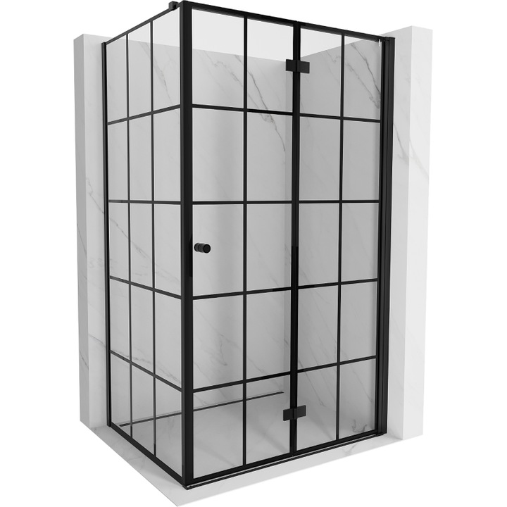 Cabina de dus pliabila Mexen Mist-F, dreptunghiulara, 95x120cm, sticla neagra, profil negru, 6mm