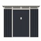 Casuta de gradina MESTERINO Bella-A, gri/bej, metalica, dimensiuni 215x142x184, cu usi culisante, baza metalica