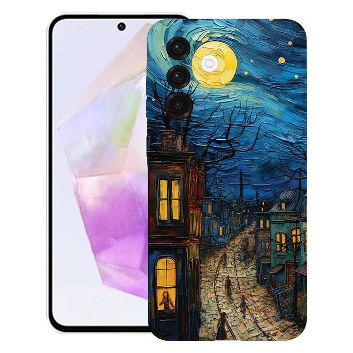 BestCase® Husa pentru Samsung Galaxy S25 FE cu Design Van Gogh City Life, TPU Mat Ultra Slim, 2052001 B 1282