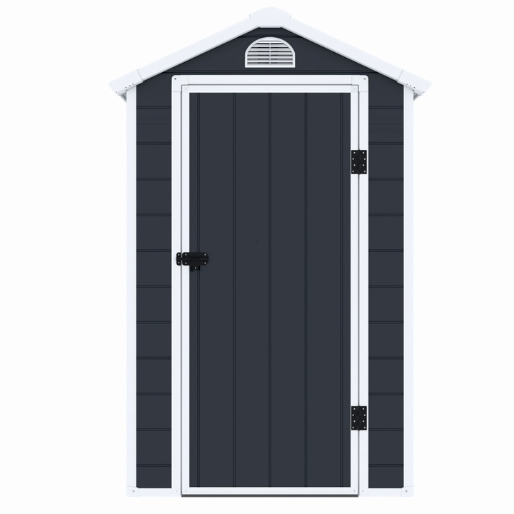 Casuta de gradina MESTERINO AVE-B, gri/bej, 134x192x204 cm, usa cu balama, baza metalica