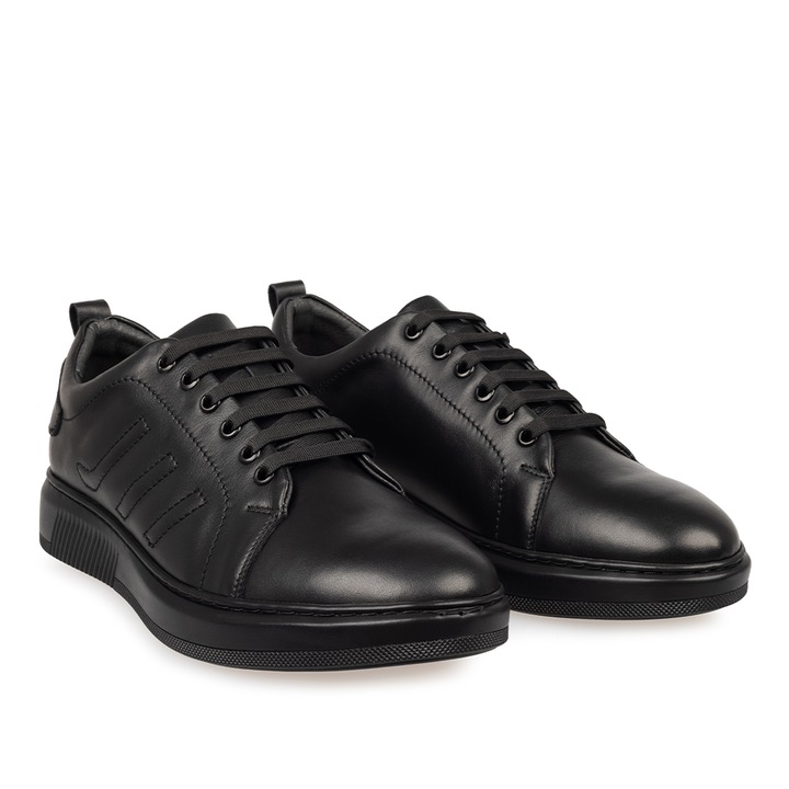 Mario Lavalle, Pantofi casual pentru barbati 101, Piele naturala, Negru39EU