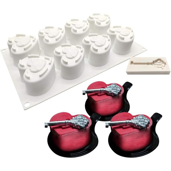 Forme prajituri, 8 gauri, silicon alimentar, rezistent la caldura, multicolor