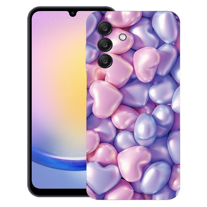 BestCase® Ultra Slim TPU tok Samsung Galaxy A37 5G-vel kompatibilis, Színes Szívek, Kamera védelem, Kopásálló, 3128368 B 1146