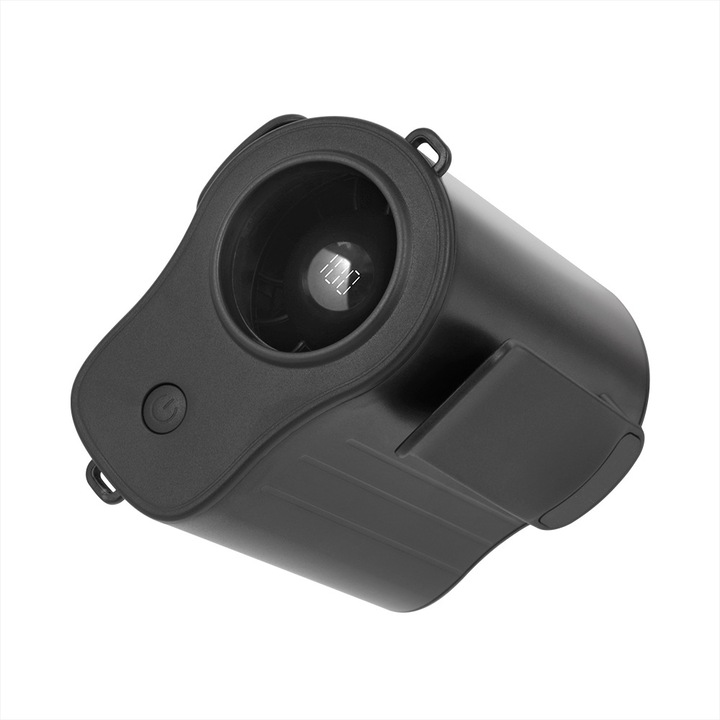 Ventilátor, USB-tápellátás, 100 fokozatú sebességszabályozás, 4000 mAh-s akkumulátor, övcsipeszes kialakítás, kompakt, 128 g-os hordozható egység, LED-kijelző, fekete