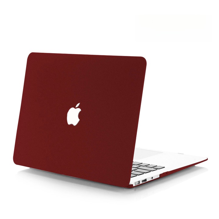Carcasa Hard Shell pentru MacBook Air 13 (2022/2023/2024/2025) Seria M (M2 M3 M4) modele A2681 A3113 A3240 husa protectie cu efect de nisip fin design ultra subtire, Burgund