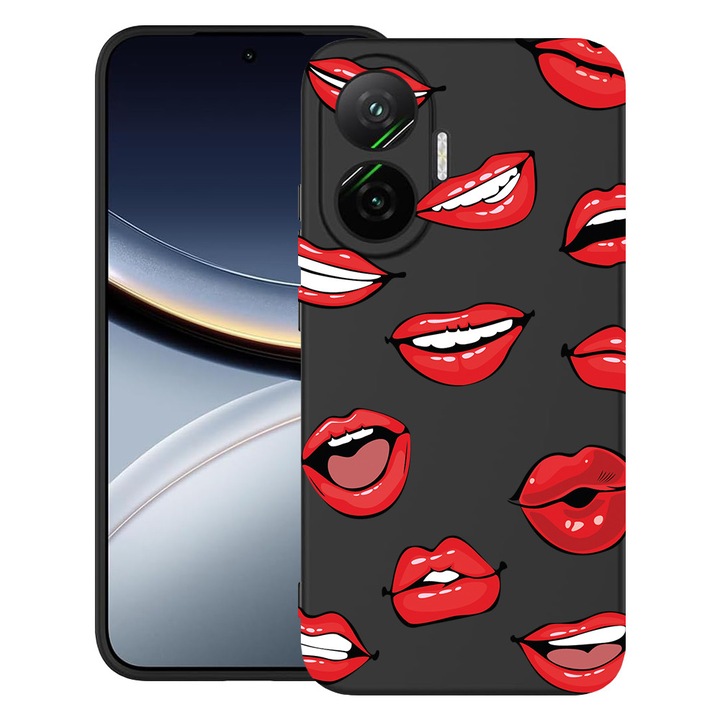 BestCase® Husa pentru Poco F7 cu Design Lips - Kiss Pattern, TPU Mat Ultra Slim, 2052009 B 1431