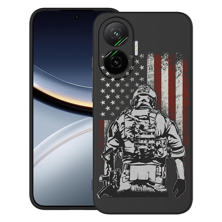 BestCase® Husa pentru Poco F7 cu Design American Soldier, TPU Mat Ultra Slim, 2052009 B 1832