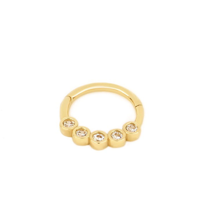 Cercel din aur galben de 14k cu pietre transparente