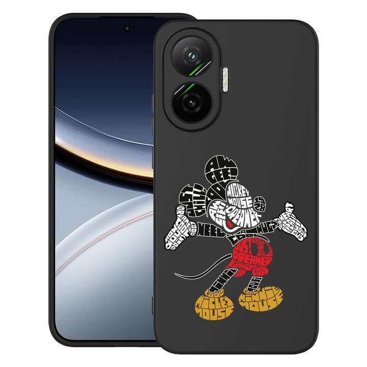 BestCase® Husa pentru Poco F7 cu Design Calligraphy Mickey Mouse, TPU Mat Ultra Slim, 2052009 B 1525