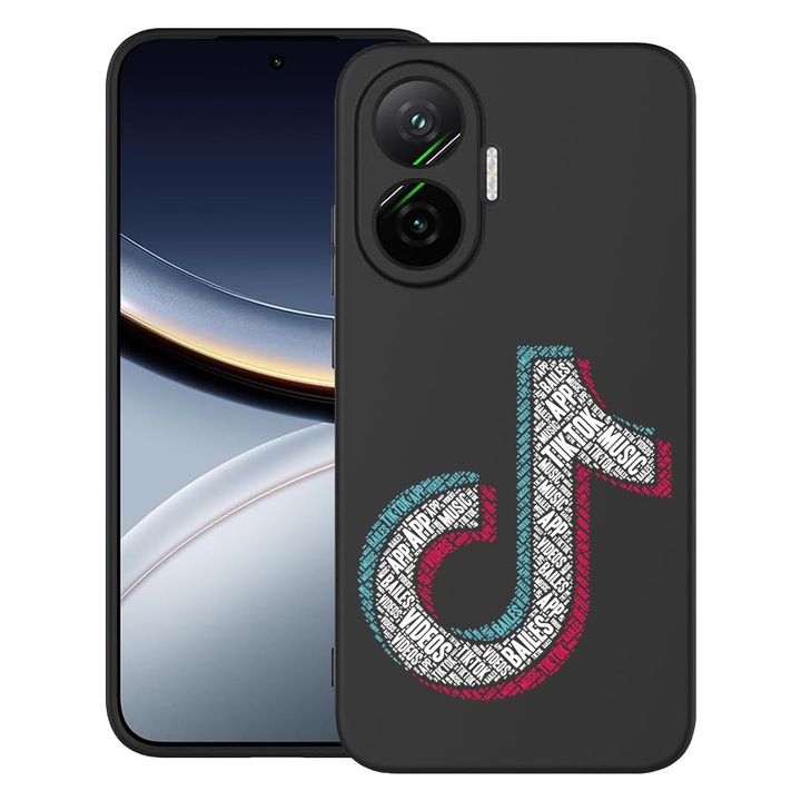 BestCase® Husa pentru Poco F7 cu Design Calligraphy TikTok, TPU Mat Ultra Slim, 2052009 B 1545