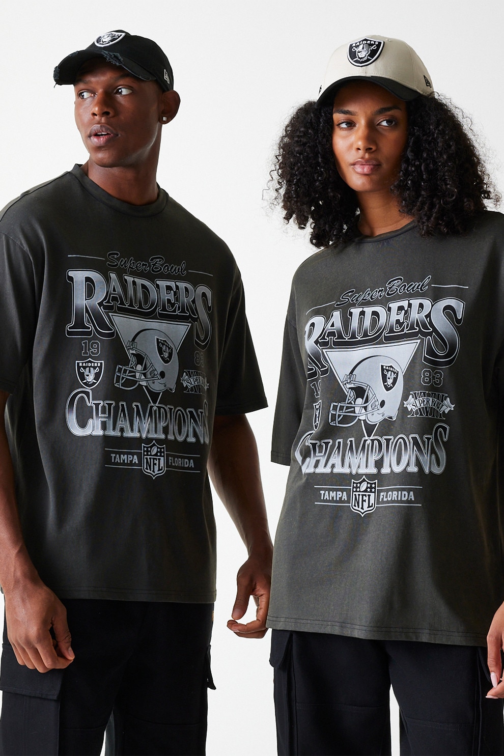 New Era, Tricou lejer unisex cu imprimeu grafic, Gri carbune, M