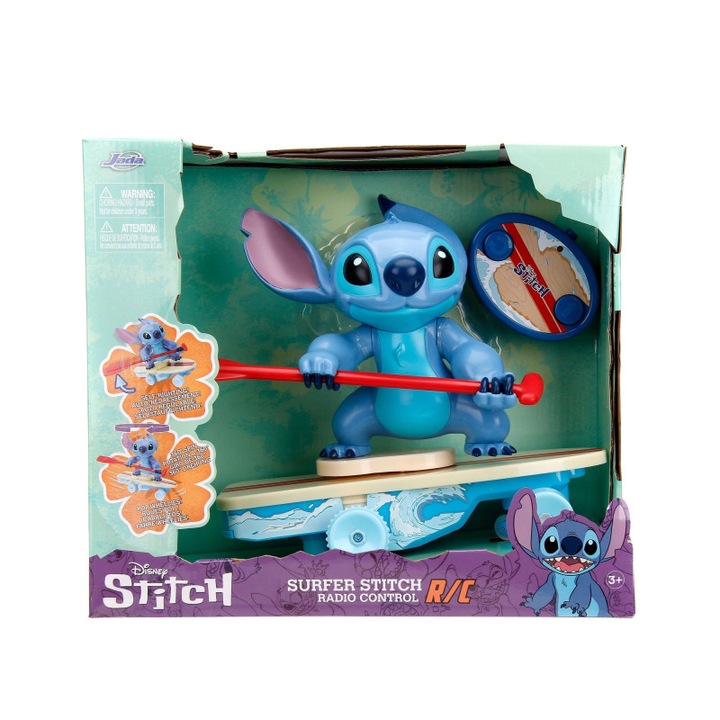 Disney Stitch baba szörfdeszkával és távirányítóval, vinil, 3 év
