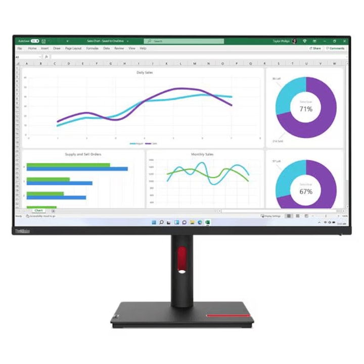Lenovo ThinkVision T32h-30 monitor 32" 31,5 hüvelykes QHD IPS, professzionális monitor irodai és játékhoz, USB-C és HDMI csatlakozós monitor, valósághű színek és állítható ergonómia – fejlett teljesítmény, tükröződésmentes kialakítás