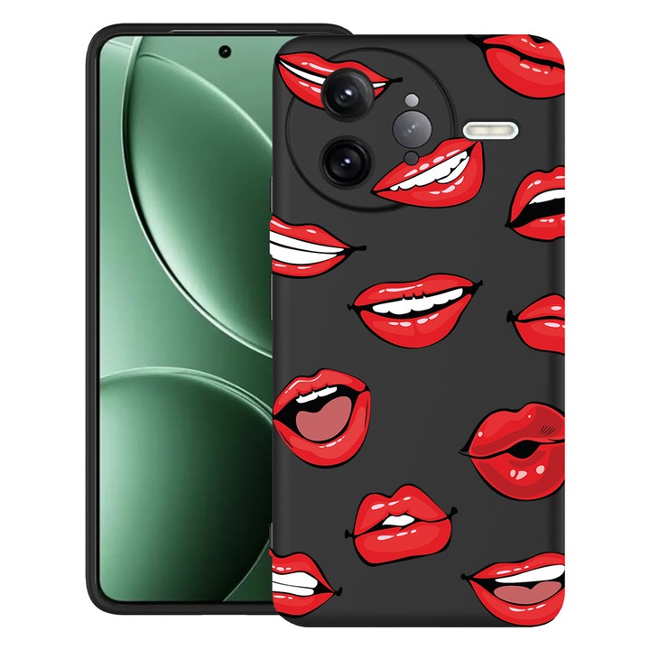 BestCase® Husa pentru Poco F7 Ultra cu Design Lips - Kiss Pattern, TPU Mat Ultra Slim, 2052010 B 1431