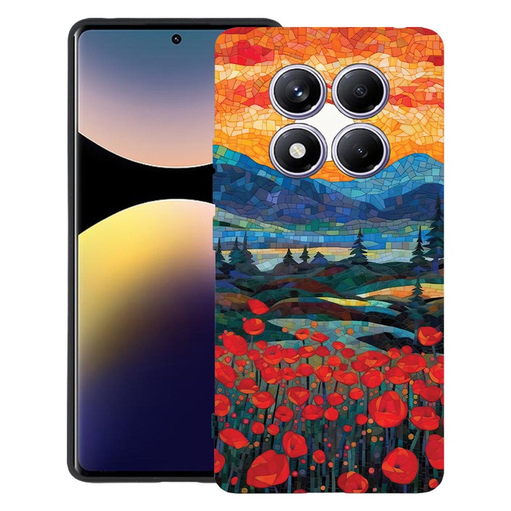 Husă pentru telefon, BestCase, Xiaomi Redmi Note 15 Pro Plus 5G, TPU mat, design Poppies în apus, ultra slim