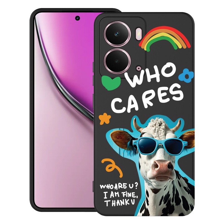 BestCase® Калъф за Realme P3 с готин дизайн "Крава - Who Cares?", Матов TPU Ултра тънък, 2052015 B 975