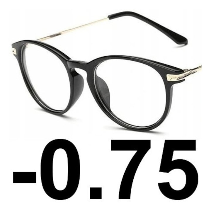 Ochelari corectivi, Nostalgia F171, polipropilenă, miopie -0.75, negri, pentru femei