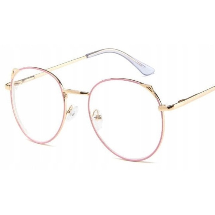 Ochelari corectivi femei, metal, roz cu auriu, dioptrie -3.50