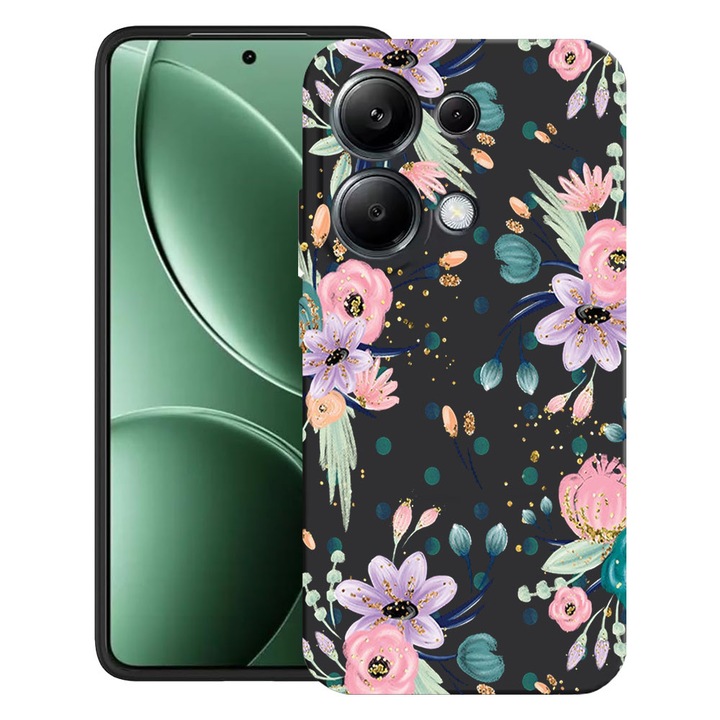 BestCase® Husa pentru Poco M6 Pro 4G / Xiaomi Redmi Note 14 Pro 4G cu Design Flowers Collection, TPU Mat Ultra Slim, 2052019 B 495