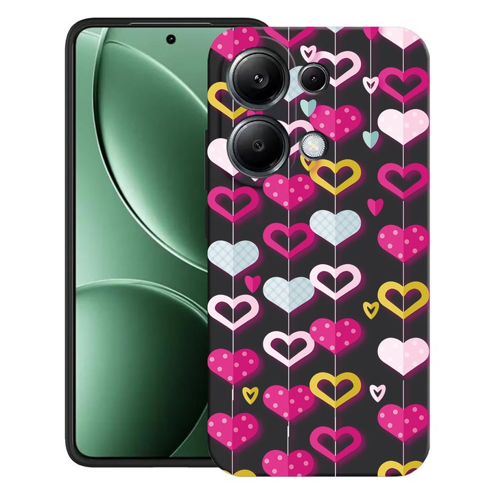 BestCase® Калъф за Poco M6 Pro 4G / Xiaomi Redmi Note 14 Pro 4G с дизайн Lovely Hearts, ултра тънък матов TPU, 2052019 B 185