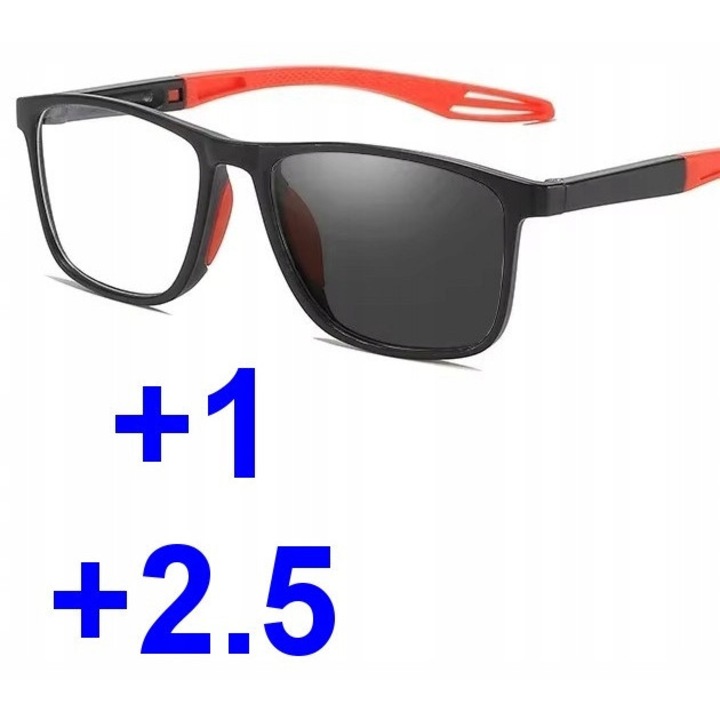 Ochelari sport fotocromici progresivi, F221fp, transparent, set ochelari + carcasă + ștergere ochelari, +2.50