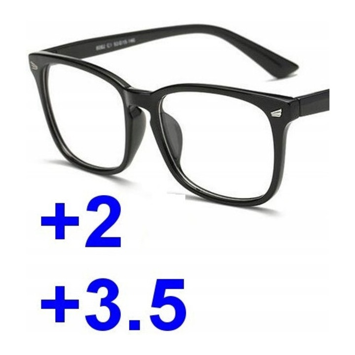 Ochelari progresivi Swokance, Policarbonat, hipermetropie +3.00, transparent, set ochelari + carcasă + ștergere ochelari