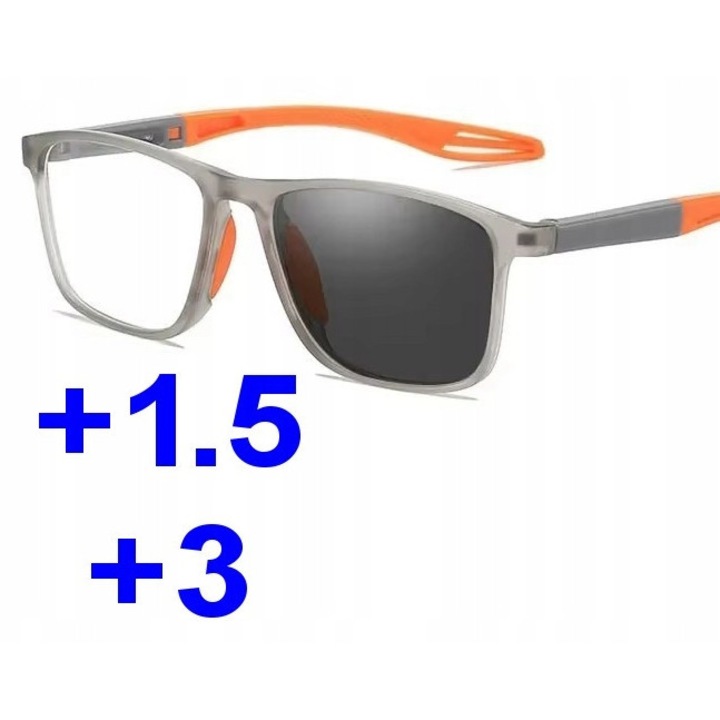 Ochelari sport fotocromici progresivi, transparent, +3.00, set cu carcasă și ștergător