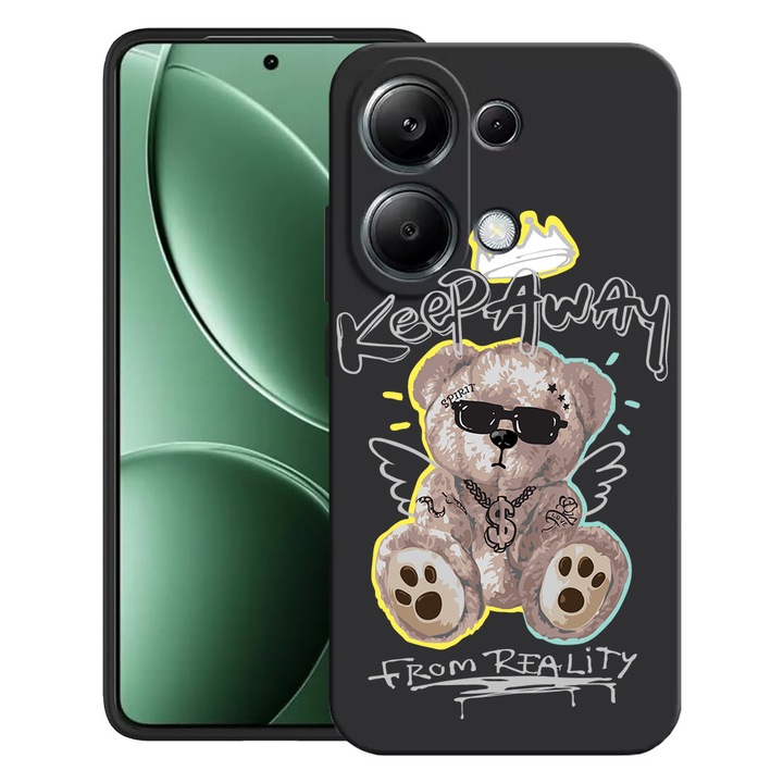 BestCase® Калъф за Poco M6 Pro 4G / Xiaomi Redmi Note 14 Pro 4G с дизайн плюшено мече Keep Away, матов TPU ултра тънък, 2052019 B 1562