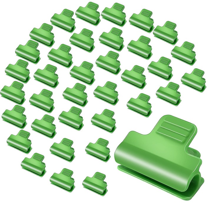 Set 30 cleme pentru sera, prindere plante, 11mm, plastic, verde